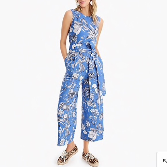 J. Crew Pants - Linen wrap-back jumpsuit in Ratti® tropical toile J. Crew Pants - Linen wrap-back jumpsuit in Ratti® tropical toile
